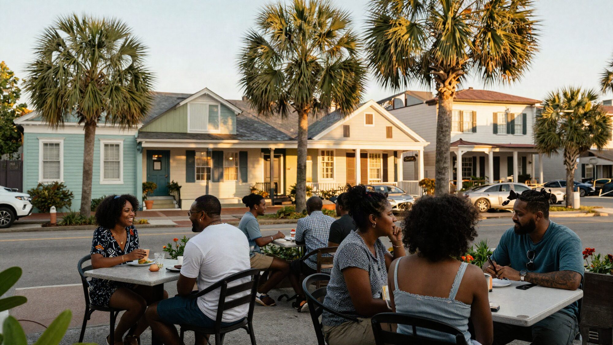 Friends and families out together in Charleston