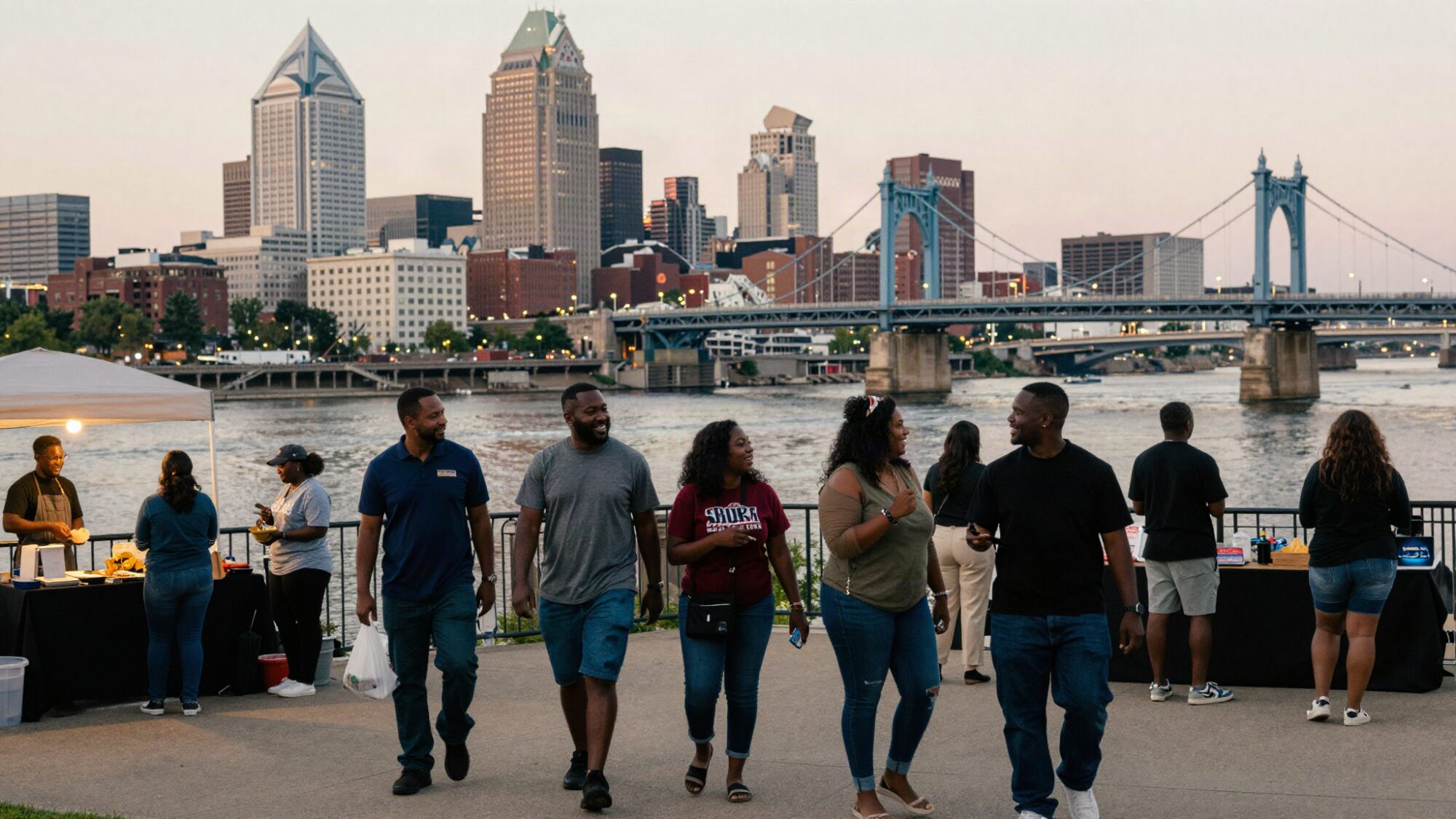 Friends and families out together in Cincinnati